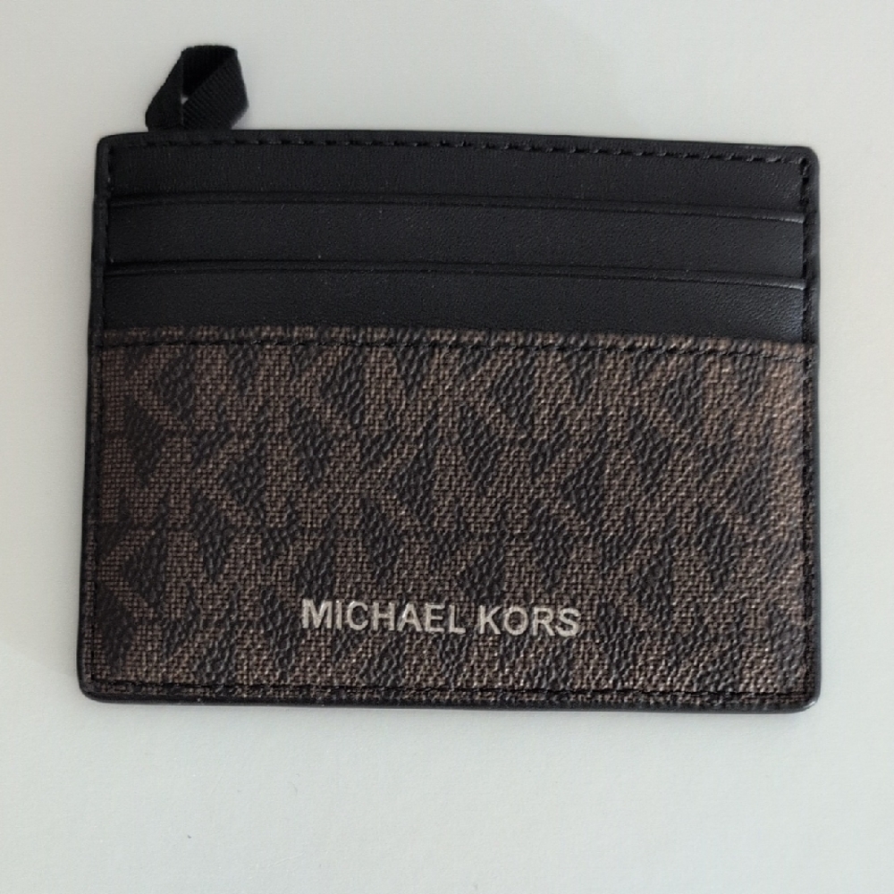 Michael Kors Black and Brown Signature Card Holder